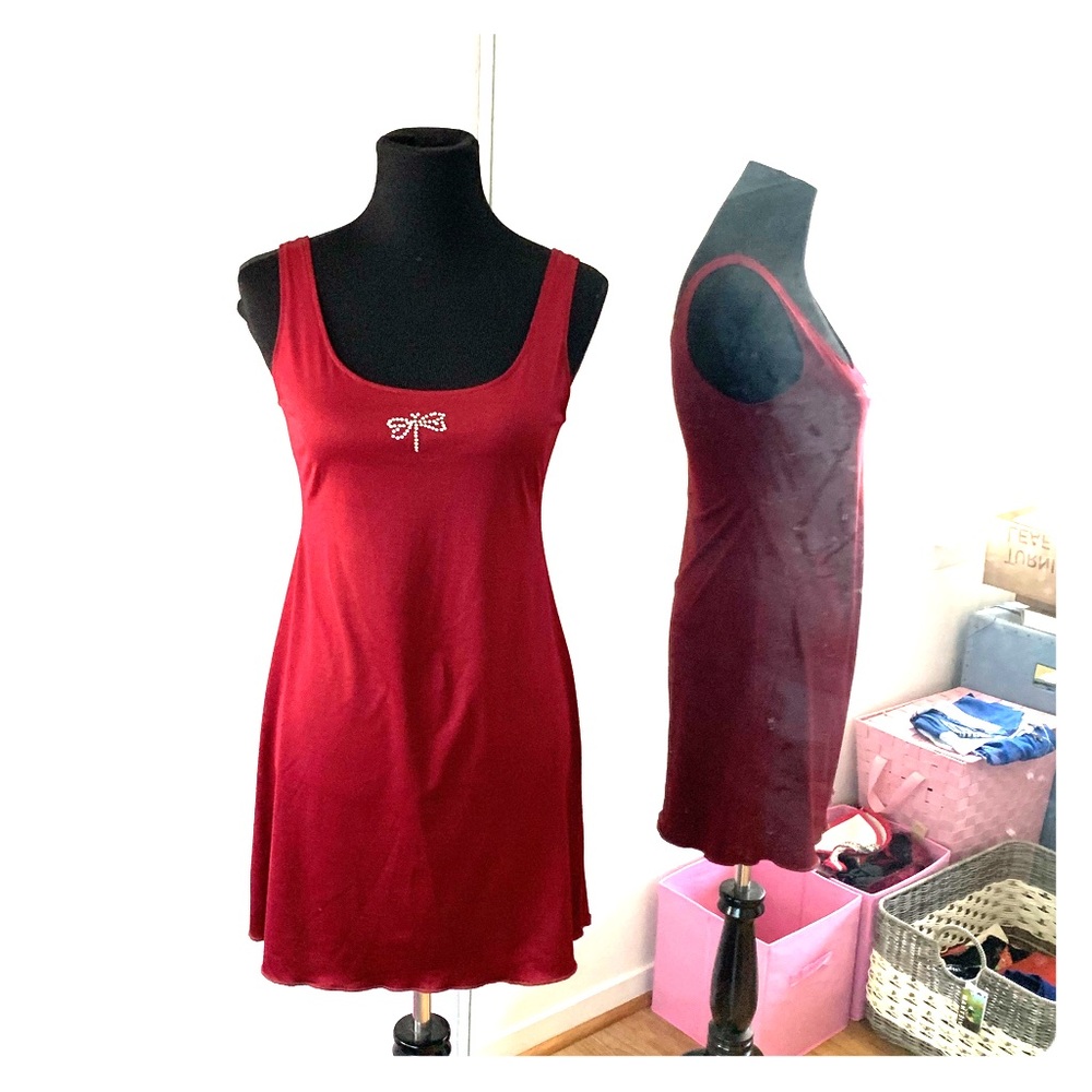 Burgundy dress with dragonfly rhinestone size M